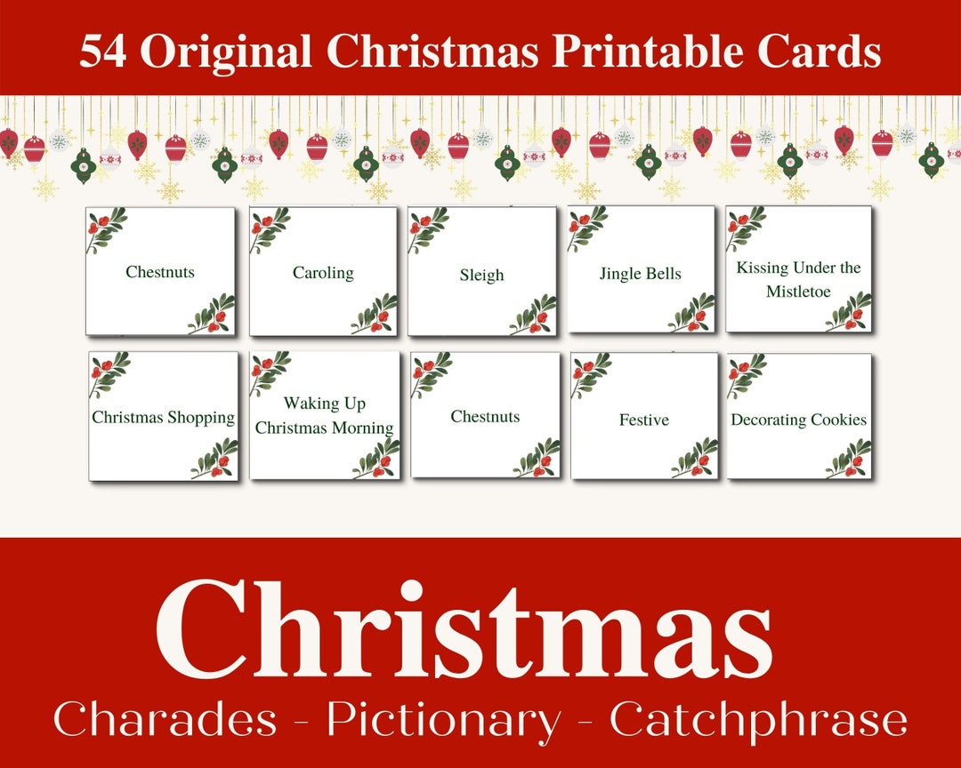 Christmas Catchphrase 54 Original Christmas Games Printable Cards ...