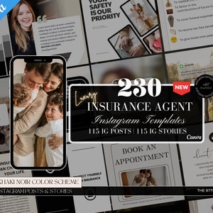 230 Insurance Agent Marketing Templates, Life Insurance Instagram Templates, Insurance Broker Editable Template,Insurance Agency Insta Posts