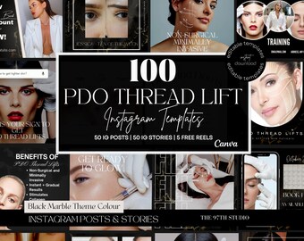 100 PDO-trådar Instagram-mallar | Nurse Injector Instagram | Ansiktstrådslyftning Instagram | Medspa | Ansiktslyftning | Trådlyftning | Lyx