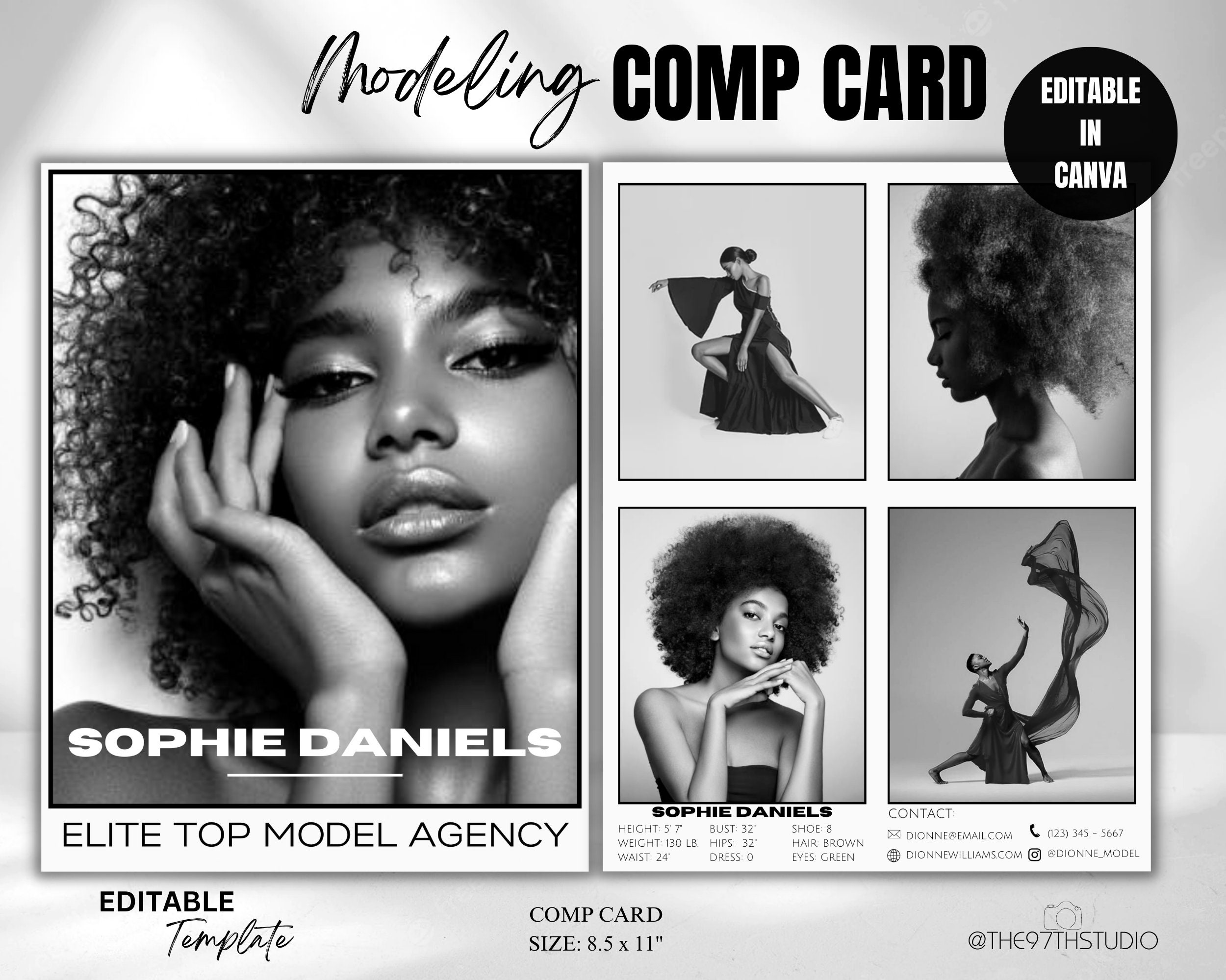 COMP CARD Template, Modeling Photocard, Zed Card for Models, Z Card ...