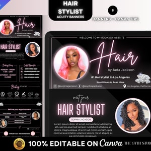 PINK Acuity Scheduling Template HAIRSTYLIST, Hair Acuity Website Template, Acuity Website Banner, Acuity Booking Template,Web Banner, Luxury