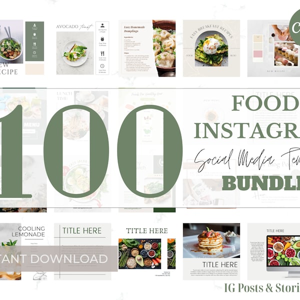 100+ Foodblog Social Media-berichten + BUNDELPAKKET | Recept E-boek | Diëtist Instagram-berichten | Voedselblogger | Recept Sociale Media | Marketing