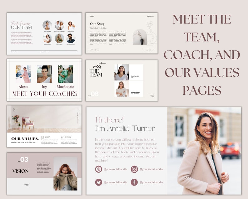 inar Slide Deck Canva Template, Pitch Deck Template, Course Slide Deck, Social Media Coach