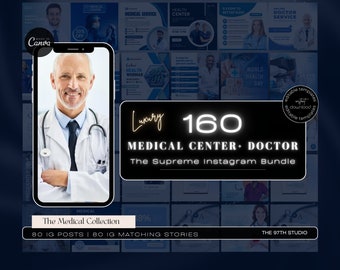 160 MEDICAL Instagram Templates | Hospital Templates | Healthcare Instagram Canva Templates | Medical Branding | Medical Clinic Marketing