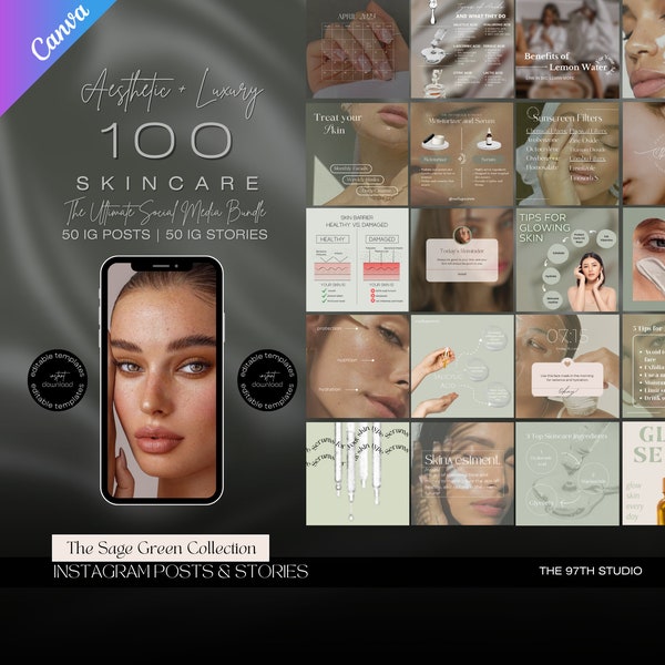 Skincare Instagram Posts | Skincare Canva Templates | Esthetician | Skincare Posts | Skincare Social Media Instagram  | Acne | Dermatologist