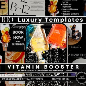 100 IV Therapy Instagram Templates, Iv Hydration Instagram Templates, IV Therapy Marketing, Instagram Templates, Nurse Injector Posts,Beauty