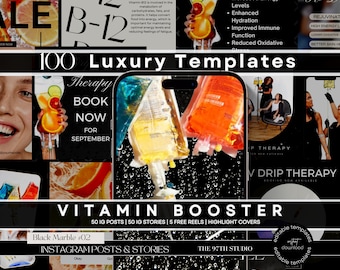 100 IV Therapy Instagram Templates, Iv Hydration Instagram Templates, IV Therapy Marketing, Instagram Templates, Nurse Injector Posts,Beauty
