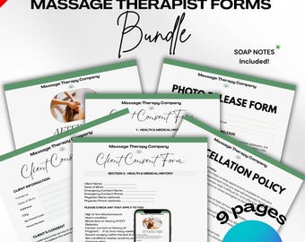 Massage Therapist Business Forms, Client Intake Forms, Aftercare Form, Client Consent Form, Massage Therapist Forms