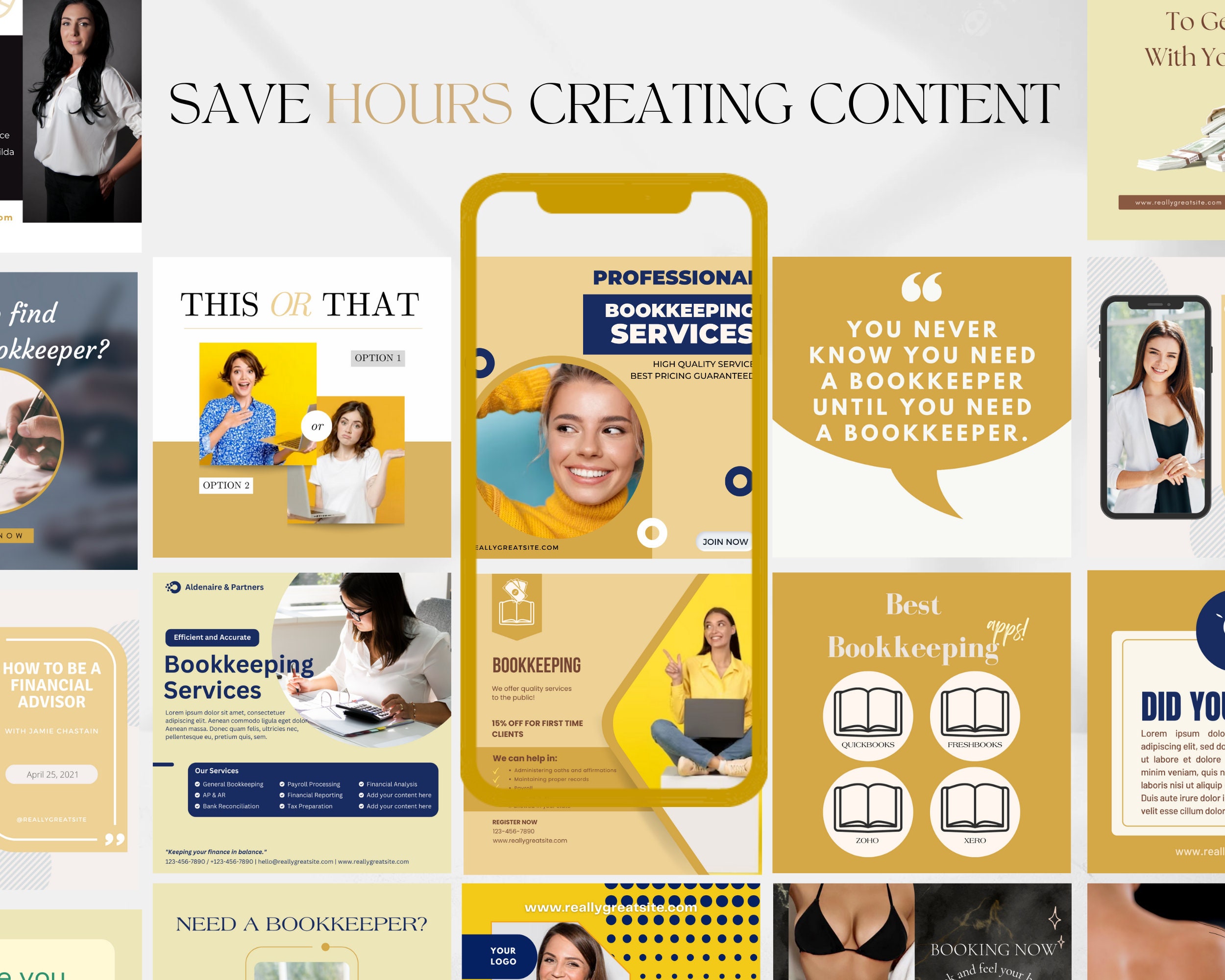 100 Bookkeeping Social Media Bundle | Bookkeeper Canva Template ...