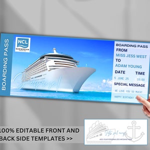 EDITABLE Surprise Norwegian Cruise Boarding Ticket Template, Canva Cruise Boarding Pass, Ticket Vacation Cruise Gift Fake Ticket Template