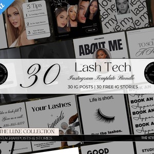 30 Lash Extension Instagram Post Templates, Lash Tech Business Marketing, Lash Extension Instagram Posts, Lash Tech Instagram, Lash Stylist