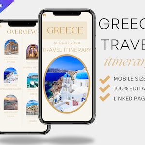 Modello mobile per itinerario di viaggio Moderno Minimal Classico, Modificabile su Canva, Stampabile, Download di modelli digitali, Guida di viaggio GRECIA