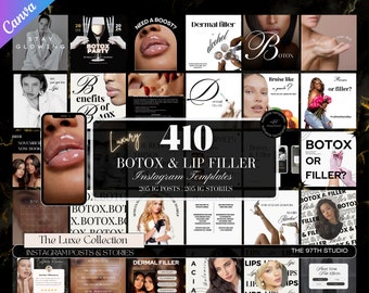 410 Botox and Filler Canva Template, Skincare Instagram templates, Nurse Injector Templates, Botox Templates, Medspa Templates,Branding Kit