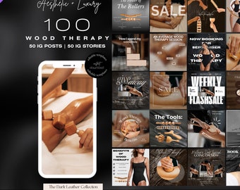 100 Wood Therapy Instagram Templates | Wood Therapy | Body Sculpting | Body Contouring | Body Contouring Instagram | Massage Therapist IG