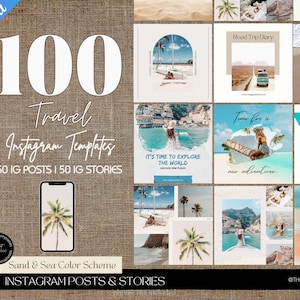 100 TRAVEL Instagram Templates | Travel Agent Instagram Post | Travel Blogger Templates | Travel Influencer Instagram | Vacation Templates