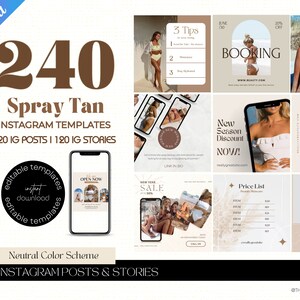 240 Spray Tanning Instagram Templates | Spray Tan Instagram Posts | Spray Tan Social Media | Spray Tan Artist Templates |Spray Tan Marketing