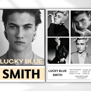 COMP CARD Vorlage für männliche Models, Modeling Photocard, Zed Card for Models, Z Card, Fashion Resume, Modeling Comp Card, editierbare Canva Template
