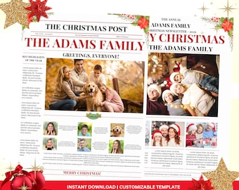 Family Christmas Newsletter Template, Editable Year In Review (Printable Template)