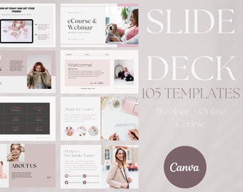 Webinar Slide Deck Canva Template, Pitch Deck Template, Course Slide Deck, Social Media Coach,  Coaching Webinar Template, Canva Slide Deck
