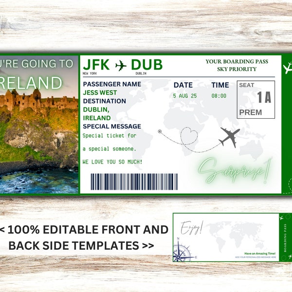 Editable Irish Ticket Etsy