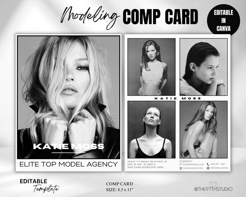 COMP CARD Template, Modeling Photocard, Zed Card for Models, Z Card
