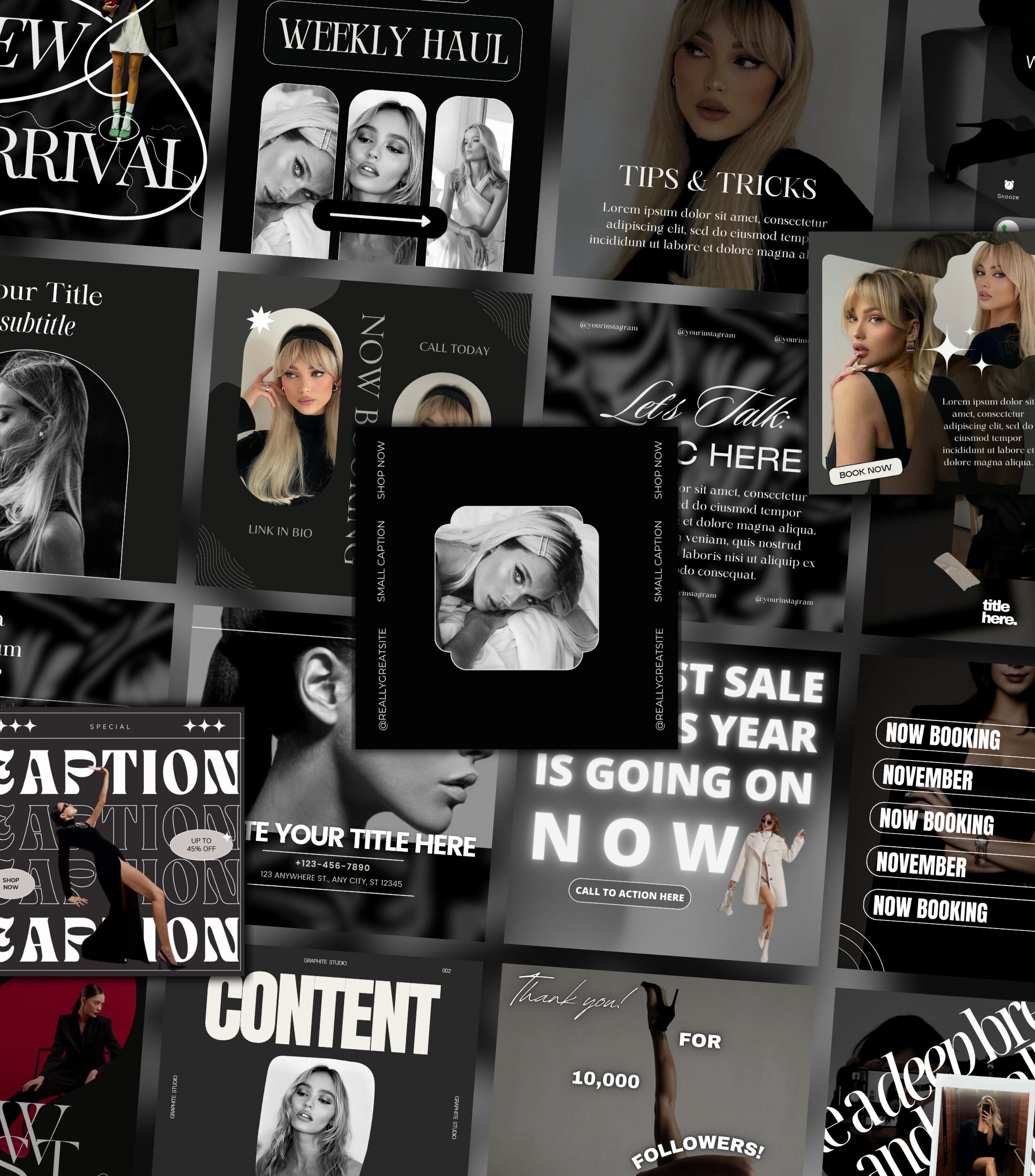 Engagement Instagram Templates Bold Black Luxury Marketing Instagram ...