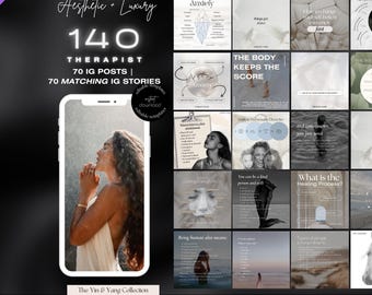 140 Therapist Instagram Templates | Mental Health Instagram Templates | Psychologist Posts | Counseling IG Posts | Social Media Marketing