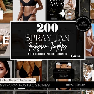 200 Black Marble Spray Tanning Instagram Posts | Spray Tan Instagram Posts | Spray Tan Social Media | Spray Tan Artist | Spray Tan Marketing