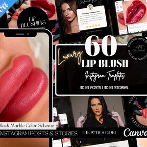 60+ Luxury Lip Blush Instagram Templates | PMU Instagram template | Lip Blush Templates | Permanent Makeup Instagram | Lip Tattoo Instagram