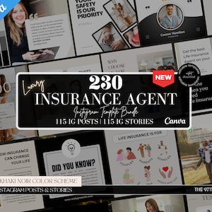 230 Insurance Agent Marketing Templates, Life Insurance Instagram Templates, Insurance Broker Editable Template,Insurance Agency Insta Posts