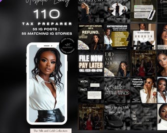 110 Tax Preparer Instagram Templates | Tax Flyer | Tax Business IG Posts | Tax Season Accountant Social Media Marketing | Tax Prep Checklist