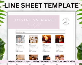 Line Sheet for Wholesale. Price List Template, Editable Candle Template Catalog, Seller shop, Product Sales Sheet, Canva Linesheet Catalogue