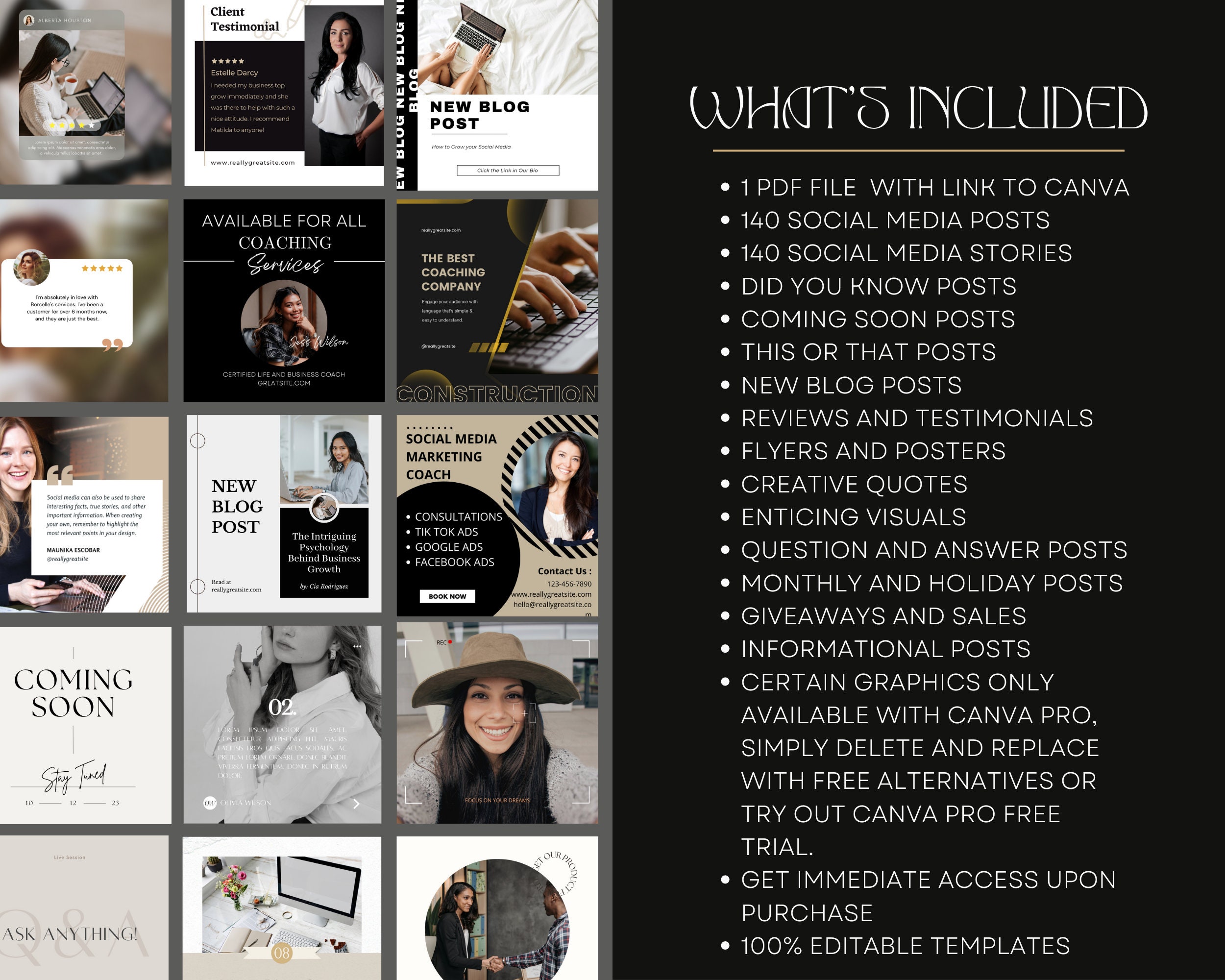 280 Coach Marketing Instagram Templates Life Coachbusiness Coach Social ...