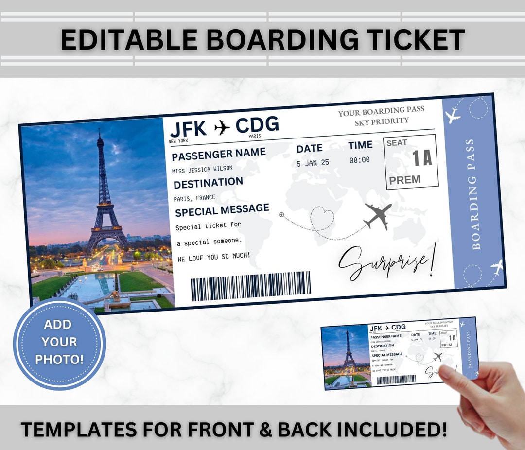 Editable Surprise Boarding Pass Template, DIY Printable (PDF) - Etsy