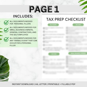Tax Prep Checklist Tracker Printable, Tax Prep, Tax Checklist, Tax List, Tax Tracker, Tax ...