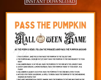 Pass the Pumpkin Game | Office Thanksgiving Game | Fun Friendsgiving Game | Printable Autumn Fall Party Icebreaker Trivia Games