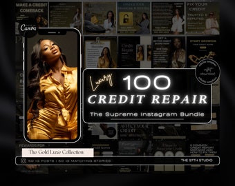 Gold Luxury Credit Repair Instagram Templates | Credit Repair Posts | Credit Repair Flyer | Credit Repair Business Social Media Marketing