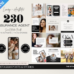 230 Insurance Agent Marketing Templates, Life Insurance Instagram Templates, Insurance Broker Editable Template,Insurance Agency Insta Posts