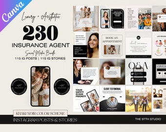 230 Insurance Agent Marketing Templates, Life Insurance Instagram Templates, Insurance Broker Editable Template,Insurance Agency Insta Posts