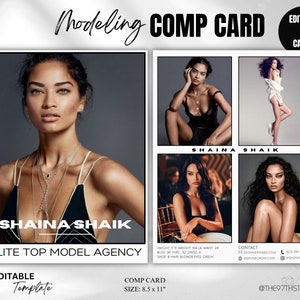 COMP CARD-sjabloon, modellering fotokaart, Zed-kaart voor modellen, Z-kaart, mode CV-fotokaart, modellering comp-kaart, bewerkbare Canva-sjabloon