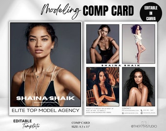 COMP CARD Template, Modeling Photocard, Zed Card for Models, Z Card, Fashion Resume Photo Card, Modeling Comp Card, Editable Canva Template