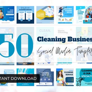 50 Instagram Template Posts for Cleaners, Cleaning Business Marketing, Canva Template, Cleaning Business Instagram Posts, Housekeeping Posts