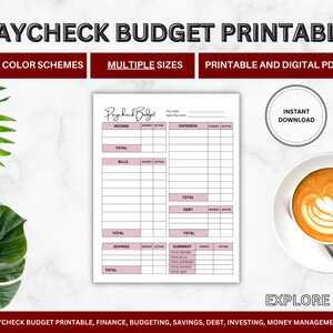 Paycheck Budget Overview Template Printable, Paycheck Budget Printable ...