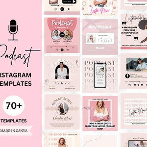 70+ Podcast Instagram Templates! Canva Template Pack. Instagram Square Posts & Stories, Story, Podcasters Podcasting Social Media BUNDLE