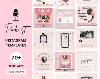 Podcast Instagram Templates, Social Media Bundle (Canva)