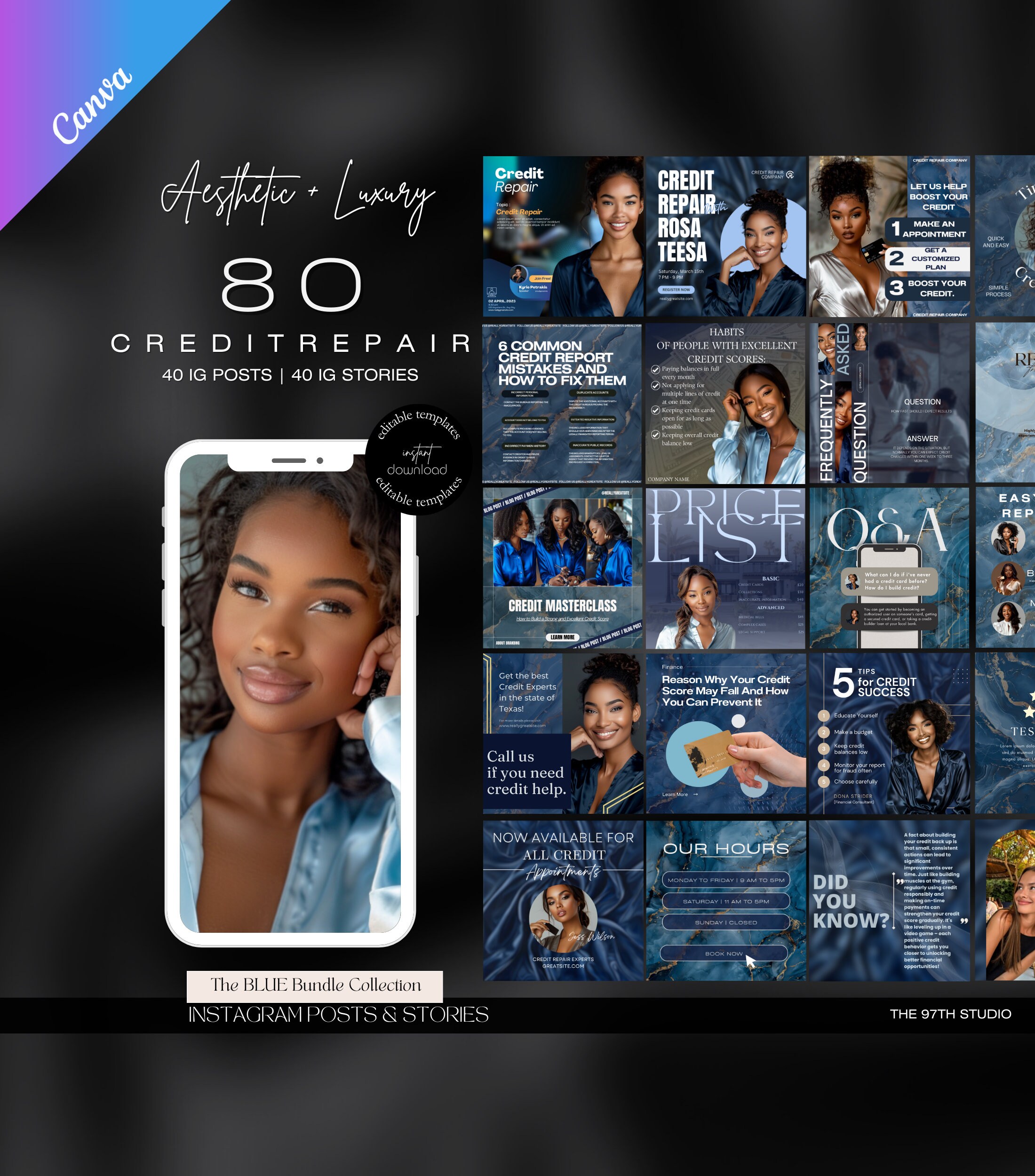 80 Credit Repair Instagram Templates | Credit Repair Posts | Credit Repair Flyer | Credit Repair Business IG Posts | Social Media Marketing