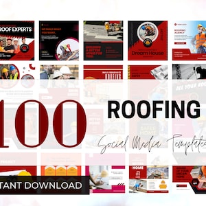 100 Roofing Business Instagram Templates, Roofer Instagram Posts, Instagram Template,Roofing Social Media Bundle, Roofing Posts,Construction
