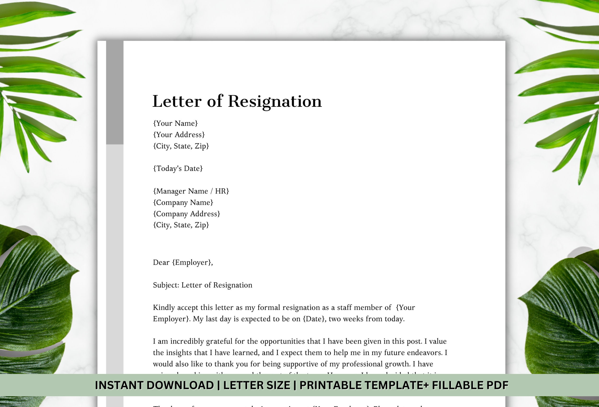 Sophisticated Modern Professional Resignation Letter Template | Notice Letter | Letter of Resignation Template | Canva Template |Resign Form