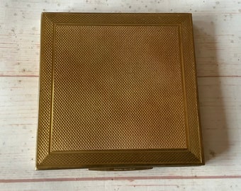 Vintage 1950s Zenette Made in England Powder Compact Large Square Compact Mirror Mid Century Make Up Compact Gift for Her