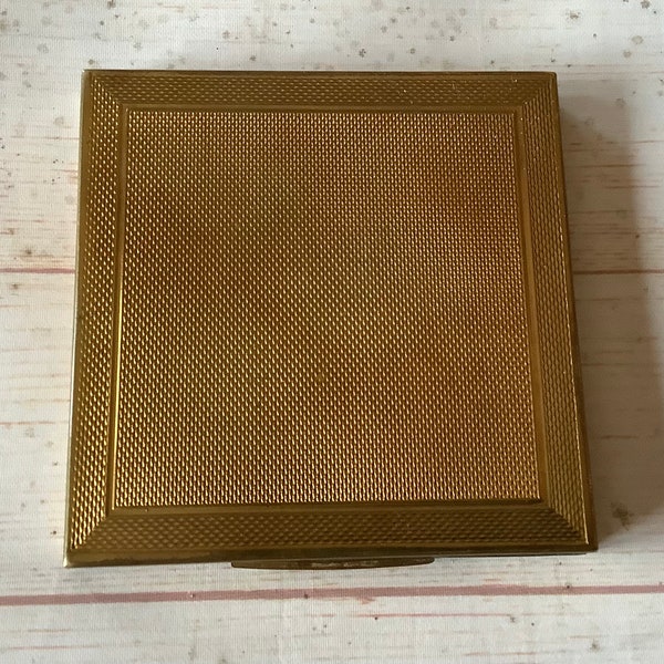 Vintage 1950s Zenette Made in England Powder Compact Large Square Compact Mirror Mid Century Make Up Compact Gift for Her